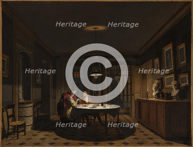 Après le Souper (After dinner), c. 1830. Creator: Boilly, Louis-Léopold (1761-1845).