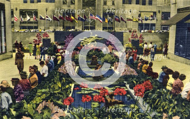 The Channel Gardens, Rockefeller Center, New York, 1951. Artist: Unknown