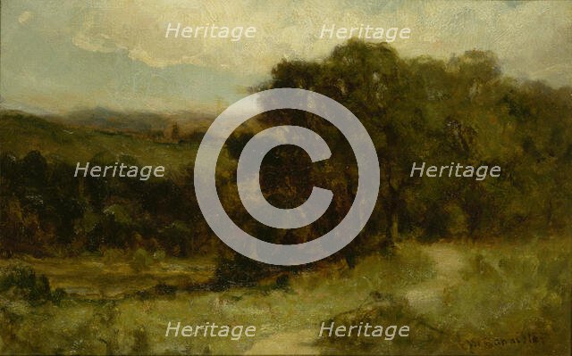 Untitled (landscape with road near stream and trees), n.d. Creator: Edward Mitchell Bannister.