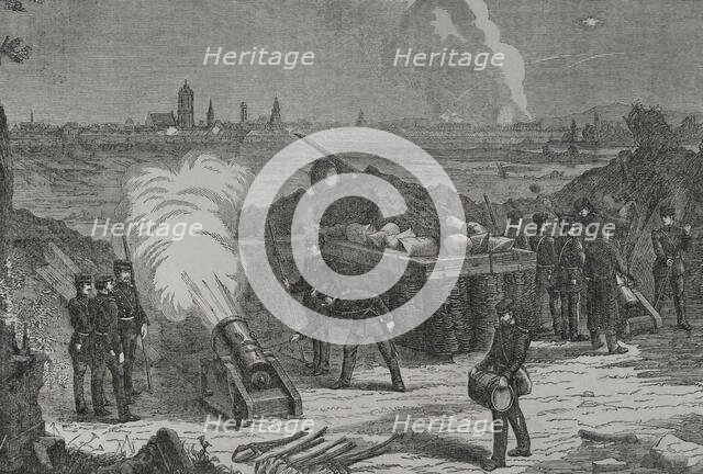 Franco-Prussian War (1870-1871): Siege of Sélestat (Schlettstadt) by Prussian troops, 1871.  Creator: Unknown.