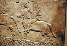 Relief of an Assyrian archer on horseback. Artist: Unknown