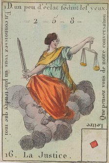 La Justice from Playing Cards (for Quartets) 'Costumes des Peuples Étrangers', 1700-1799. Creator: Anon.