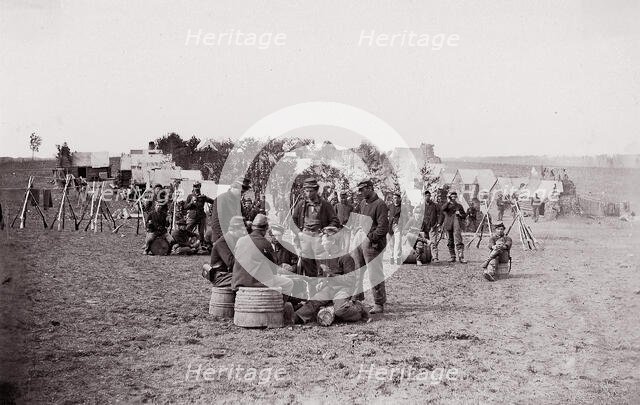 [Playing Cards, Winter Quarters]. Brady album, p. 129, 1861-65. Creator: Unknown.
