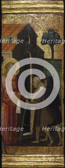 Saint Lawrence Distributing Alms to the Poor. Scenes from the Life of Saint Lawrence, predella, ca 1412. Artist: Lorenzo di Niccolò (active 1391-1414)