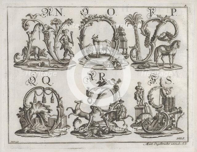Decorated Roman alphabet, 18th century. Creator: Johann David Nessenthaler.