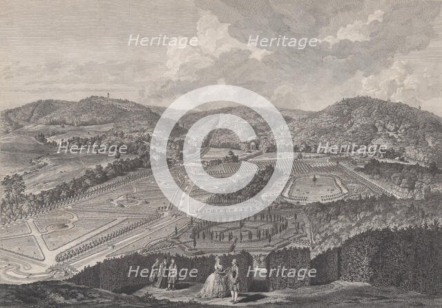 IIIe Vue du Parc de Neu-Waldeck prise du Pavillon Chinois vers le Couchant, from Views of ..., 1782. Creators: Jakob Matthias Schmutzer, Carl Conti, Clemens Kohl, Franz Karl Zoller.