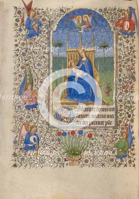 The Virgin and Child Enthroned; Book of Hours, about 1420. Creator: Spitz Master.