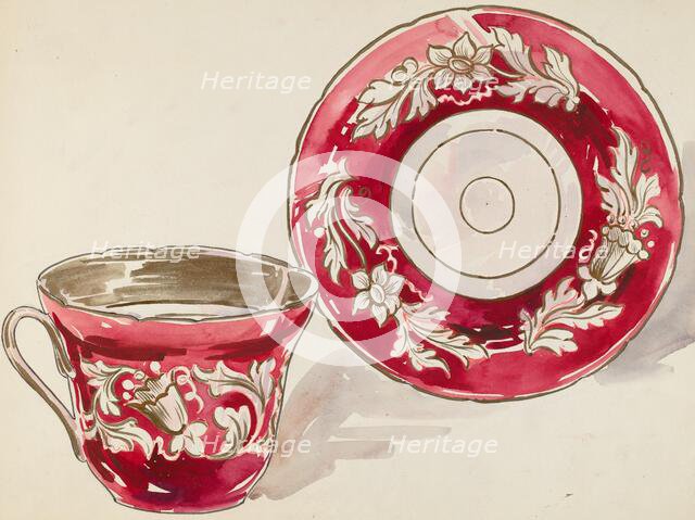 Cup and Saucer, c. 1936. Creator: Lillian Causey.