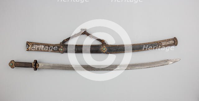 Saber and Scabbard, Sino-Tibetan, 17th-18th century. Creator: Unknown.
