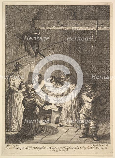 The Innkeeper's Wife and Daughter Taking Care of ye Don after Being Beaten and Br..., 1756 or after. Creator: William Hogarth.