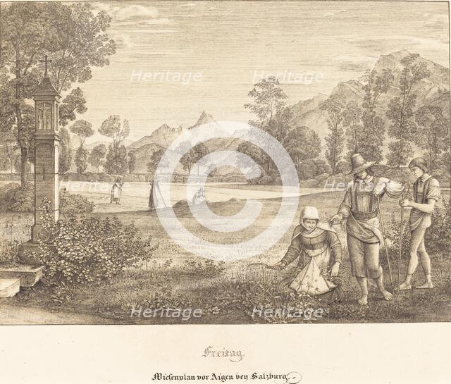 Freitag - Wiesenplan vor Aigen bey Salzburg (Meadow before Aigen near Salzburg), 1823. Creator: Ferdinand Olivier.