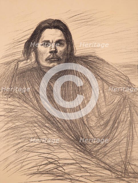 Portrait of the author Maxim Gorky (1868-1939), ca 1894. Creator: Steinlen, Théophile Alexandre (1859-1923).