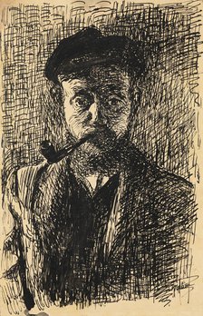 Self-portrait with pipe, c1900. Creator: Matisse, Henri (1869-1954)