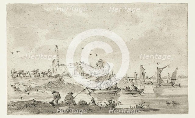 Fishermen near the Shore, between 1750 and 1800. Creator: Unknown Dutch; After Jan van Goyen.