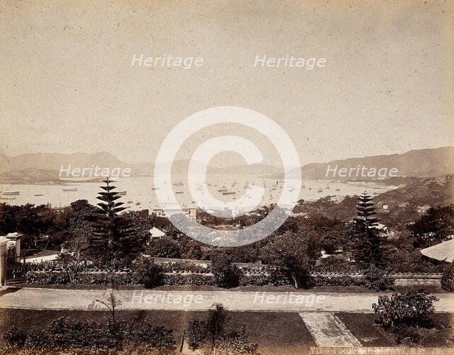 Hong Kong: Public Gardens and harbour viewed from the Albany, c1873. Creator: William Pryor Floyd.