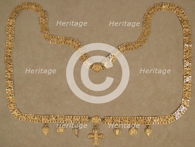 Gold Necklace with Cross, Byzantine, 6th century. Creator: Unknown.