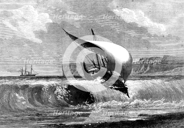 The East African Slave Trade: destruction of a dhow, 1873. Creator: Unknown.