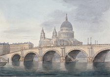 View of Blackfriars Bridge and St Paul's Cathedral, London, 1790.  Artist: Anon