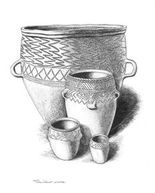 Bronze Age pottery. Artist: Peter Dunn.