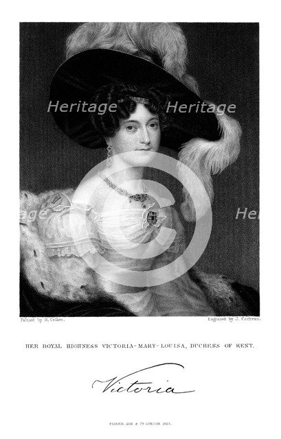 Victoria Mary Louisa, Duchess of Kent, 1832. Artist: J Cochran