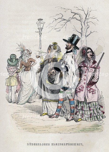 Women's Freedom of Dress, 1840s.  Creator: Grandville, Jean-Jacques (1803-1847).
