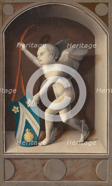 Putto with Arms of Jacques Coëne [reverse], c. 1513. Creator: Bernaert van Orley.