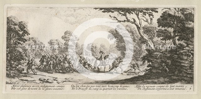 The Miseries and Misfortunes of War, folio 9: Seizure of the Criminal Soldiers, 1633.