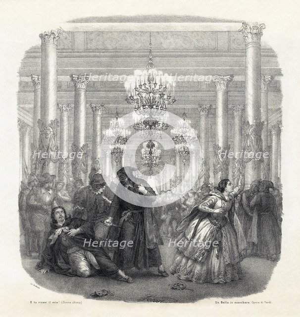 Frontispiece of the vocal score of opera Un Ballo in maschera by Giuseppe Verdi, 1860.