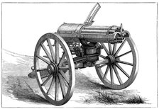 Gatling rapid fire gun, 1870.  Artist: Anon