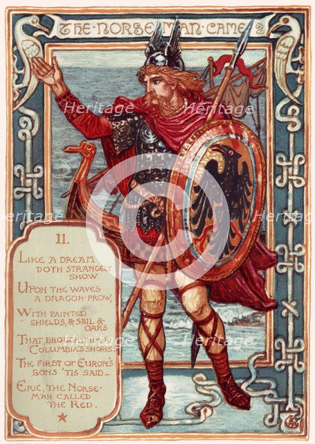 The Norseman. From: Columbia's Courtship: A Picture History of the United States, 1893. Artist: Crane, Walter (1845-1915)