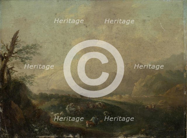 Landscape with Resting Shepherd, 18th century. Creator: Johann Wilhelm Becker.