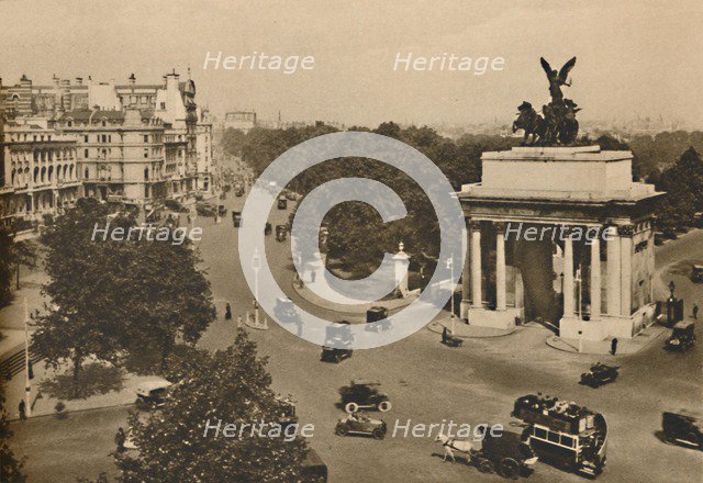 'Piccadilly and the Quadriga of Constitution Hill', c1935. Creator: Unknown.