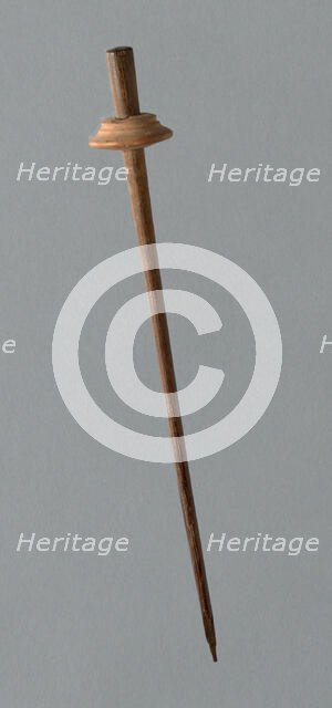 Wooden Spindle with Ceramic Whorl, Peru, 1000/1476. Creator: Unknown.