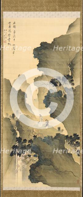 Watching a Waterfall, 1790. Creator: Tani Bunch? (Japanese, 1763-1841).