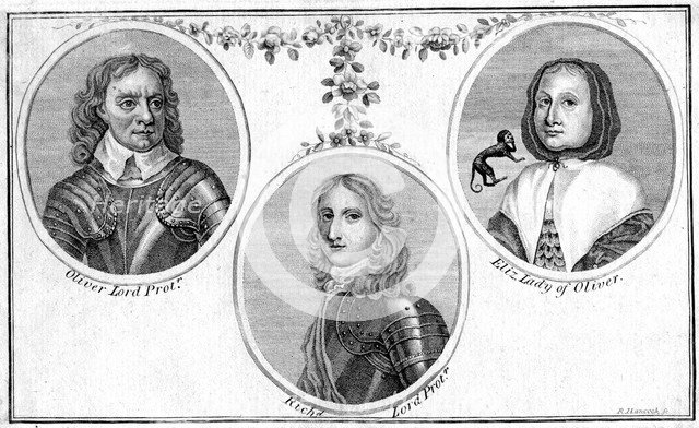 Oliver, Richard and Elizabeth Cromwell.Artist: R Hancock