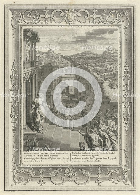 Cassandra predicts the downfall of Troy, 1731. Artist: Picart, Bernard (1673–1733)