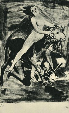 Witch riding a goat, late 18th-early 19th century, (1943). Creator: Francisco Goya.