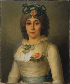 Portrait of a woman, formerly identified as Anne-Josèphe Théroigne de Méricourt (1762-1817), 1793. Creator: Pierre Nicolas Selles.