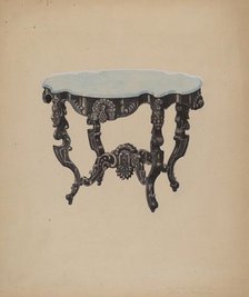 Ebony, Marble-top Table, c. 1938. Creator: Edward A Darby.