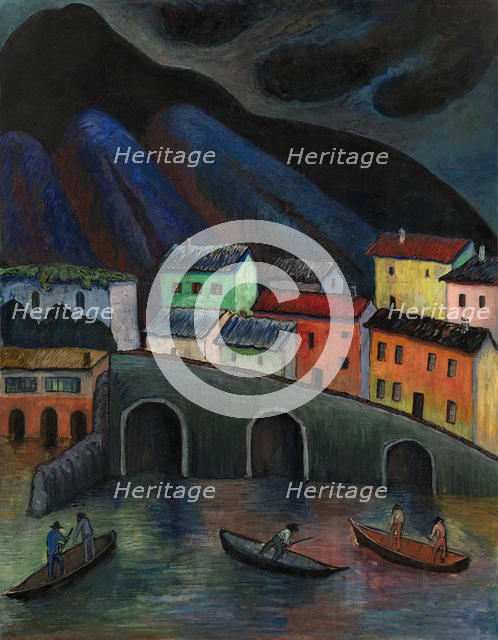 Nighttime Fishing in Ascona, 1920s-1930s. Artist: Verefkin, Marianne, von (1860-1938)