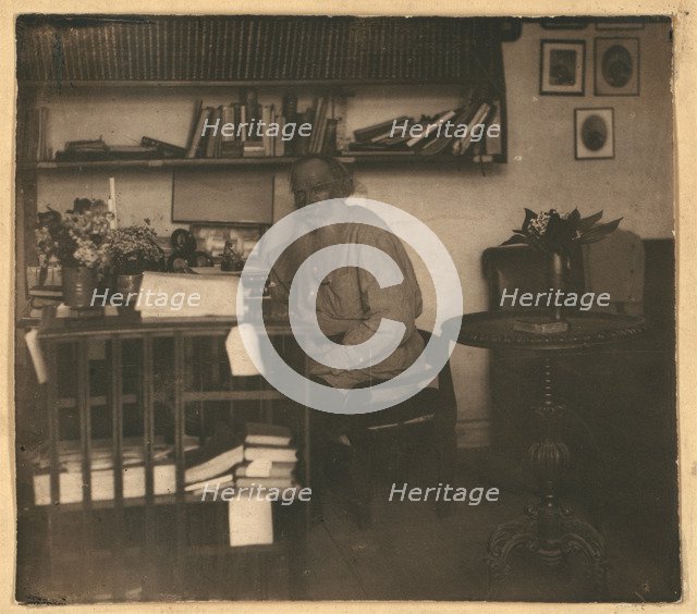 Leo Tolstoy in his studio. Yasnaya Polyana, 1908.