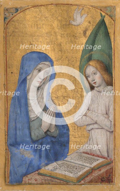 Manuscript Leaf with the Annunciation from a Book of Hours, ca. 1485-90. Creator: Jean Bourdichon.
