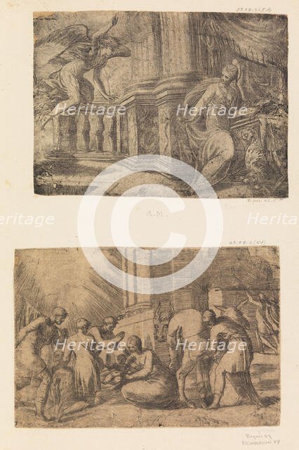 The Annunciation, Adoration of the Shepherds, after ca. 1552 (?). Creator: Andrea Schiavone.