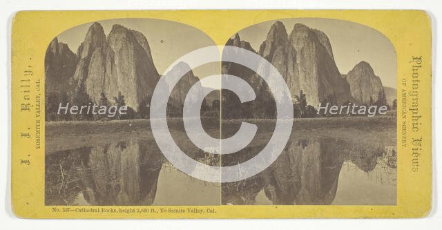 Cathedral Rocks, height 2,660 ft., Yo Semite Valley, California, 1870/76.  Creator: John J. Reilly.
