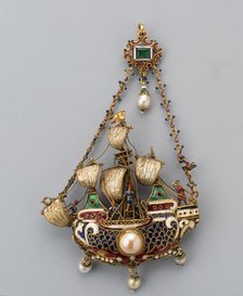 Pendant Shaped as a Ship, Mediterranean Region, eastern, 17th/18th century (with later additions). Creator: Unknown.