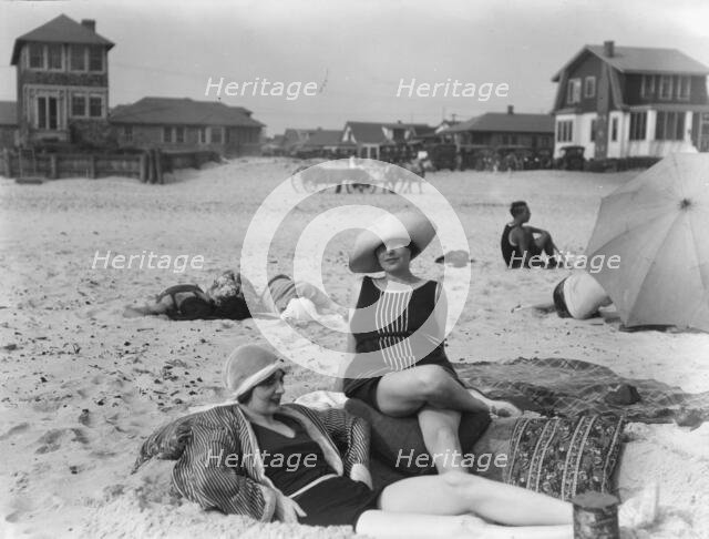 Two unidentified women at Long Beach, New York, between 1911 and 1942. Creator: Arnold Genthe.