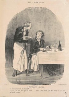 Au restaurant a 32 sous, 19th century. Creator: Honore Daumier.