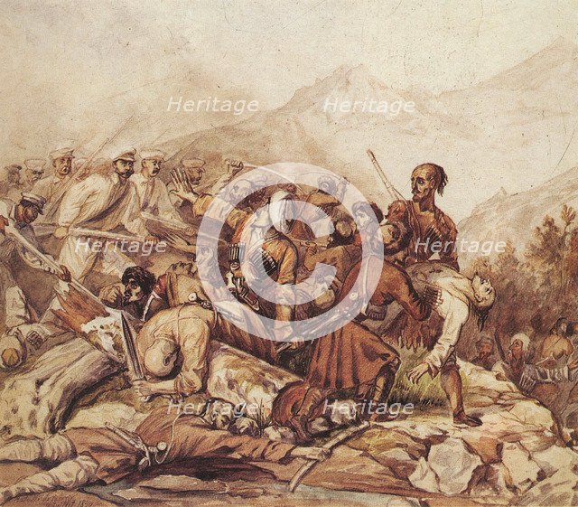 The battle of the Valerik River on July 11, 1840, 1840. Artist: Lermontov, Mikhail Yuryevich (1814-1841)