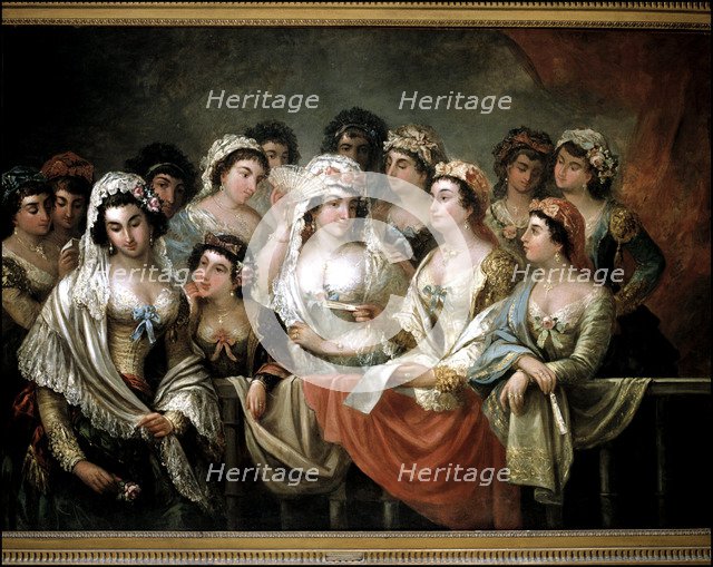 Majas on the balcony', Eugenio Lucas Oil, 1852.