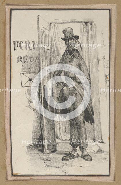 Man standing in a doorway, mid-19th century. Creator: Victor Adam.